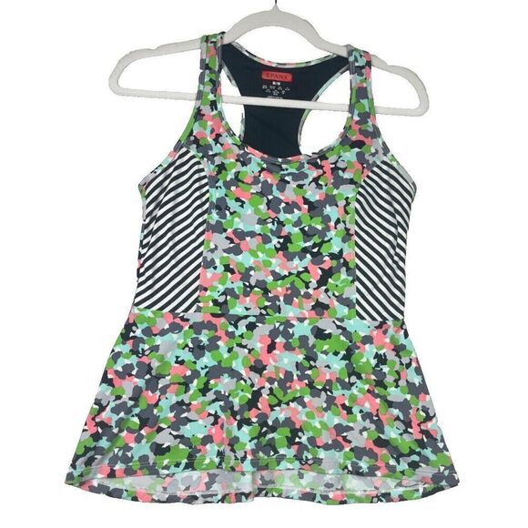 Spanx Tank Peplum Active Top Style Petal Power Thin Stripe Gym Athletic Size M - Picture 1 of 6
